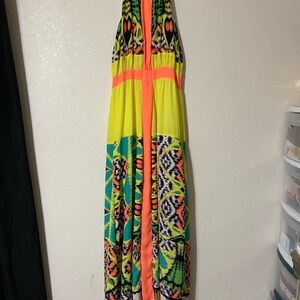 Gianni Bini Multicolor Maxi Dress Vibrant Pattern